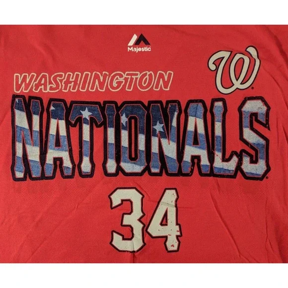 Majestic‎ Youth Large 14 Washington Nationals Nats MLB T‑Shirt Tee Shirt NEW - Picture 3 of 4